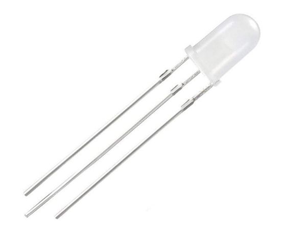 Picture of LED 5MM 3PIN CLEAR TO RED & BLUE COM. ANODE