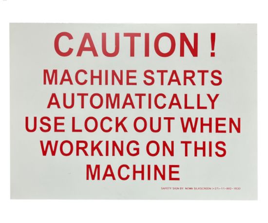 Picture of SAFETY SIGN CAUTION MACHINE START WARNING