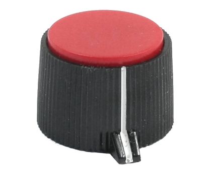Picture of KNOB BLACK PLASTIC WITH RED TOP 19mm