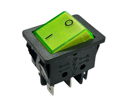 Picture of ROCKER SWITCH DPDT 29x22 GRN ILU QUICK-CONNECT