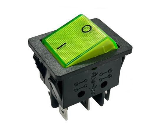 Picture of ROCKER SWITCH DPDT 29x22 GRN ILU QUICK-CONNECT