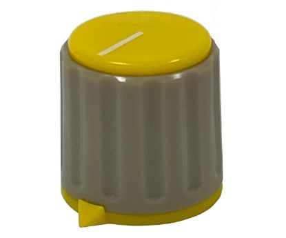 Picture of CAPPED KNOB 21mm POINT 6.4MM SHAFT YELLOW & GREY - DEBULK