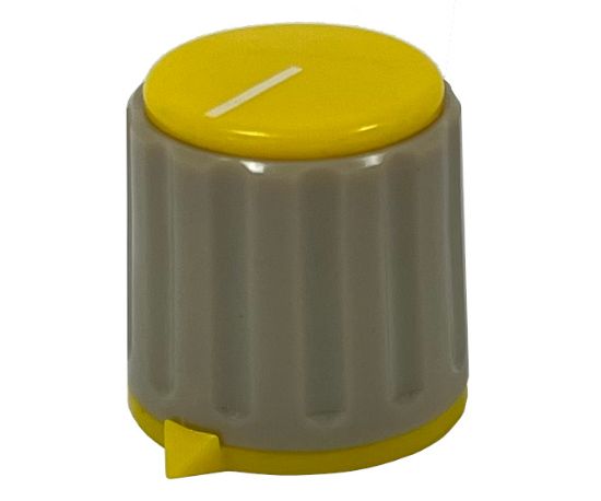 Picture of CAPPED KNOB 21mm POINT 6.4MM SHAFT YELLOW & GREY - DEBULK