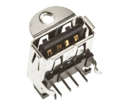 Picture of USB SOCKET R/A PCB TYPE-A WITH/MOUNTING FLANGE