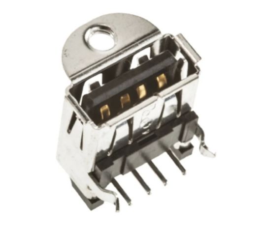 Picture of USB SOCKET R/A PCB TYPE-A WITH/MOUNTING FLANGE