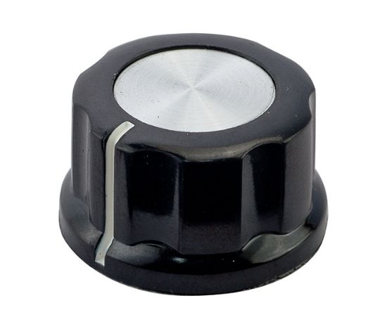 Picture of KNOB SILVER WITH MARKER 26x16mm 6.4mm HOLE