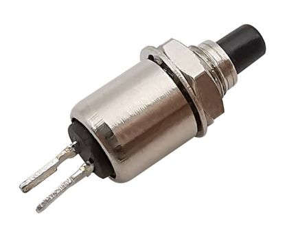 Picture of PUSH BUTTON SWITCH MINI N.O. SPST BLACK PIP, SOLDER M5