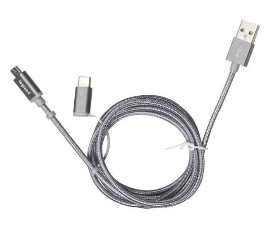 Picture of ADAPT / CHARGE LEAD USB TO MICRO  & TYPE-C GREY 1m