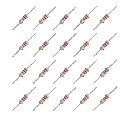 Picture of RESISTOR 1/4W ROUND C/F 5% 4M7 - 1K/BOX