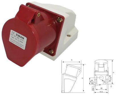 Picture of 46mm INDUSTRIAL SOCKET 32A 3P+E 4P IP44 220V-250V