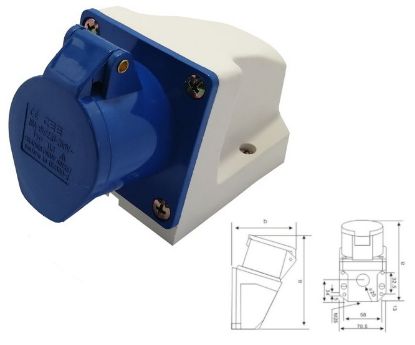 Picture of 46mm INDUSTRIAL SOCKET 16A 2P+E 3P IP44 220V-250V