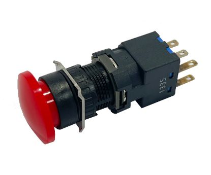 Picture of SWITCH PUSH BUTTON LATCHING 2xNO/NC RED SOLDER