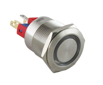 Picture of 22mm PUSH BUTTON SWITCH LAT IILLUM METAL 250VAC 5A GREEN