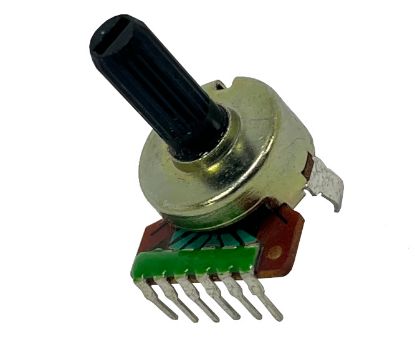 Picture of POTENTIOMETER S/T LIN DUAL 16.5mm 200K PCB 16mm PLASTIC SHAFT 6P