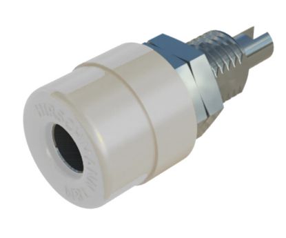 Picture of BANANA SOCKET 4mm WHITE SOLDER TL=21mm - DEBULK