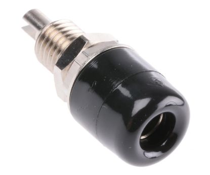 Picture of BANANA SOCKET 4mm BLACK SOLDER TL=21mm
