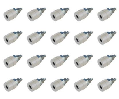 Picture of BANANA SOCKET 4mm WHITE SOLDER TL=21mm  - 500P/BAG