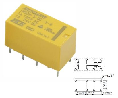 Picture of RELAY DPDT 1A 12VDC RECT 8PIN