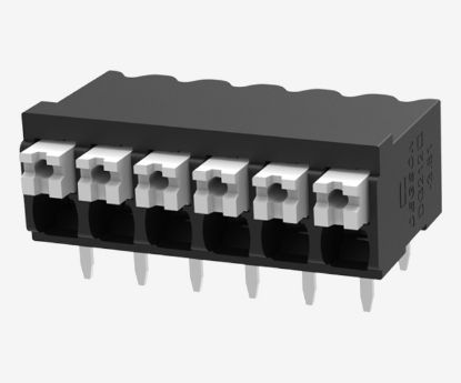 Picture of PCB SPRING TERMINAL BLOCK R/A P=3.81 6P BLACK