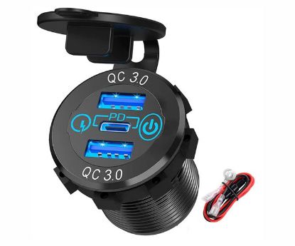 Picture of 58W USB CAR CHARGER 3-PORT PD / USB-C / USB-3 /