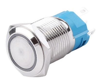 Picture of PUSH BUTTON SWITCH 1xNO/NC SPDT 5A 12V M22 D=25 L=35 LATCHING YELLOW