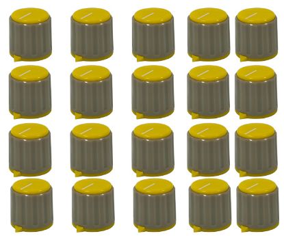 Picture of CAPPED KNOB 21mm POINT 6.4MM SHAFT YELLOW & GREY - 100/BOX