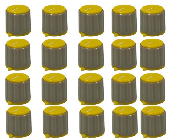 Picture of CAPPED KNOB 21mm POINT 6.4MM SHAFT YELLOW & GREY - 100/BOX