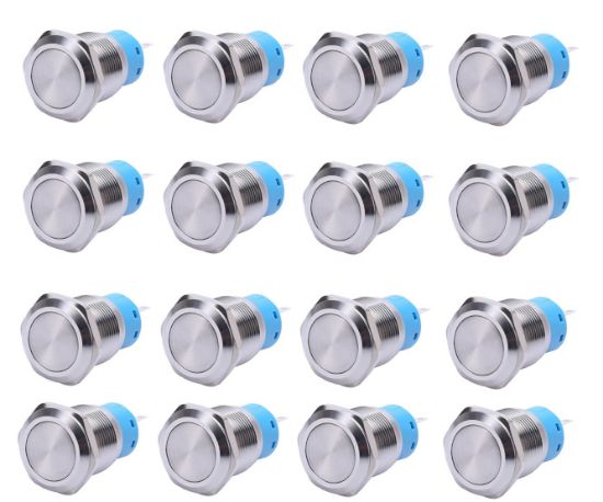 Picture of PUSH BUTTON SWITCH NO/NC SPDT 5A 12V M19 D=22 L=35 LATCHING WHITE - 40/BOX