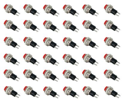 Picture of PUSH BUTTON SWITCH NO SPST 0.5A RED SOLDER M10 D=7.8 L=26 - 300/BAG