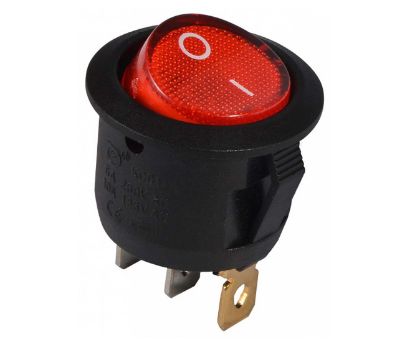 Picture of ROUND ROCKER SWITCH SPST 3P ILLUMINATED RED