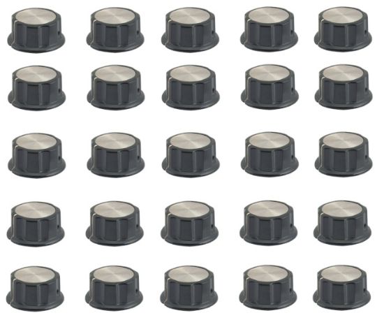Picture of KNOB SILVER WITH MARKER 45x21mm 6.4mm HOLE - 50/BAG