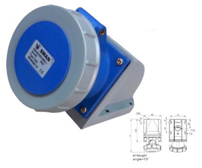 Picture of 59mm INDUSTRIAL SOCKET 32A 2P+E 3P IP67 220V-250V
