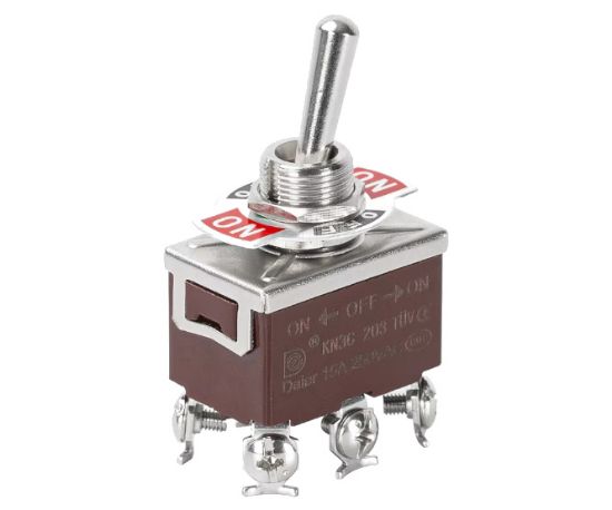 Picture of LARGE TOGGLE SWITCH DPDT ON-OFF-ON SCREW TERMINAL