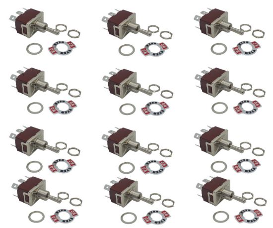 Picture of TOGGLE SWITCH DPDT (ON)-OFF-(ON) 6.3mm SPADE TERMINAL-20/BAG