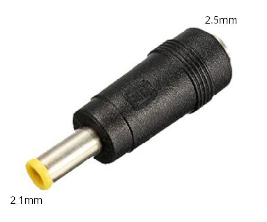 Picture of ADAPTER DC POWER 2.1 PLUG TO 2.5mm SOCKET YELLOW RING
