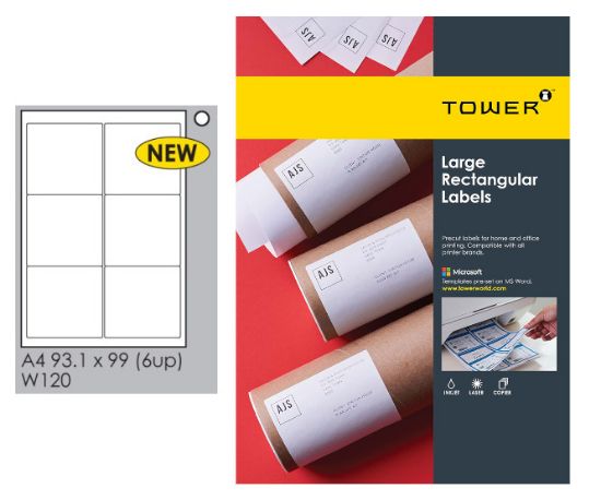 Picture of 6UP LABEL PACK 93x99mm - 100 SHEETS OF 6