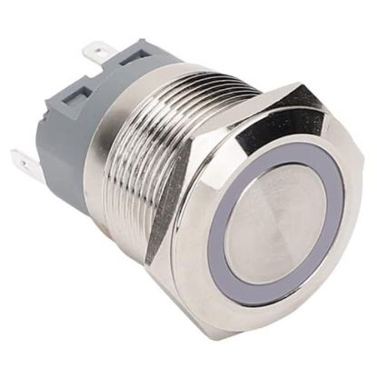 Picture of 22mm PUSH BUTTON SWITCH MOM SPDT, IILLUM GREEN METAL 250VAC 5A