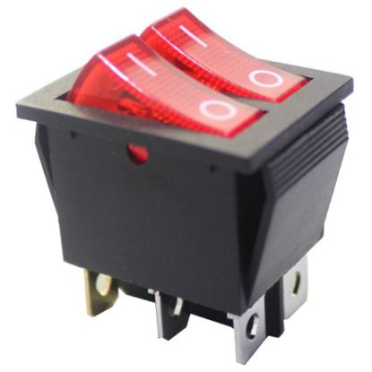 Picture of ROCKER SWITCH DPST ILLUMINATED RED 15A 250VAC 32x25x31mm