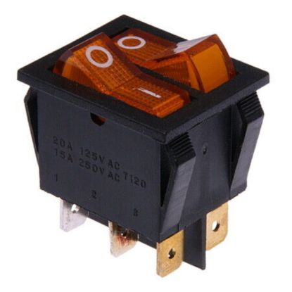 Picture of ROCKER SWITCH DPST ON-OFF ILLUM YL 16A 250V