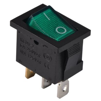 Picture of ROCKER SWITCH ILLUMINATED GREEN 12V 15A SPST 13x19