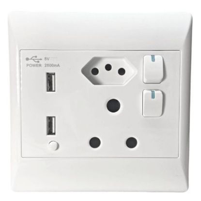 Picture of 4x4 WALL SOCKET 1x16A ,1xSA NEW ,2xUSB  5V 2.5A