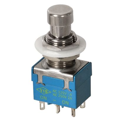 Picture of PUSH BUTTON SWITCH LATCHING DPDT 4A METAL SOLDER M12 L=40
