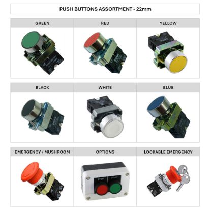 Picture of ASSORTMENT OF 22mm PUSH BUTTONS ( 16 PCS, 2 OF EA. )